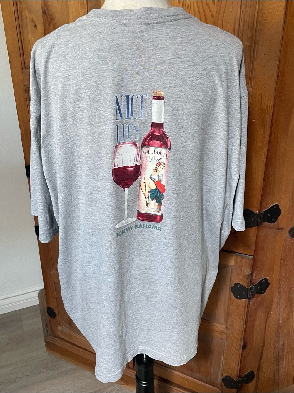 Tommy Bahama Gray Tee with Red Wine Bottle & Glass Graphic